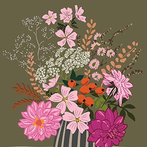 illustratrice Beata Suty, vase avec des fleurs, illustration digitale