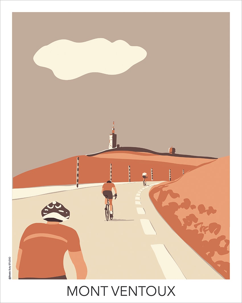 Affiche Cycliste au Mont Ventoux Cycliste au Mont Ventoux illustration de Beata Suty