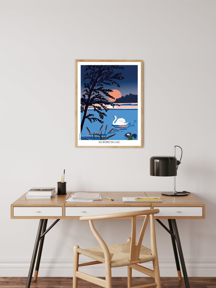 Affiche, poster, au bord du lac