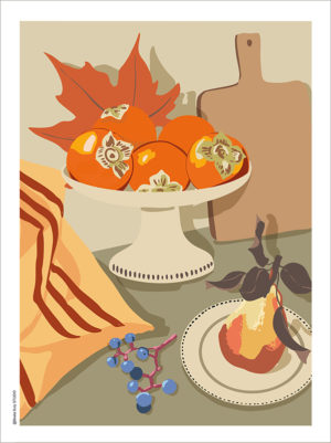 Affiche Art de la table avec kakis