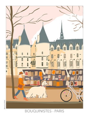 Affiche bord de Seine, Paris bouquinistes