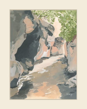 Gorges de Touleranc peinture à la gouache